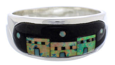 Silver Multicolor Native American Design Ring Size 12-1/4 TX42176