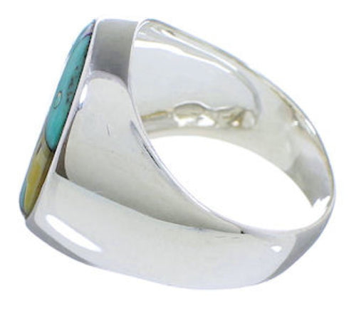 Native American Design Silver Multicolor Ring Size 10-1/2 TX42199