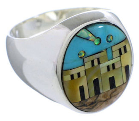 Southwest Native American Design Multicolor Ring Size 11-1/4 TX42215