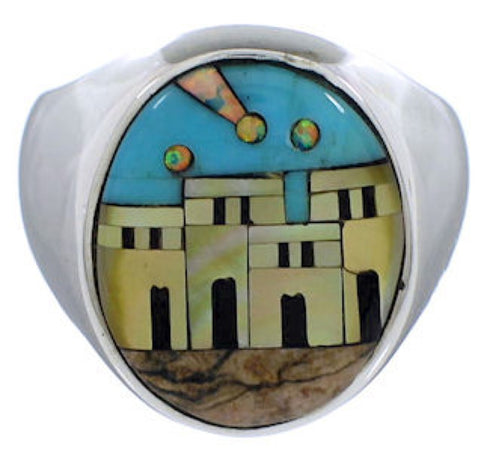 Southwest Native American Design Multicolor Ring Size 11-1/4 TX42215