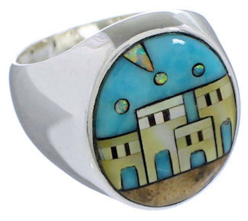 Southwest Native American Design Multicolor Ring Size 11-1/4 TX42223