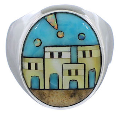 Southwest Native American Design Multicolor Ring Size 11-1/4 TX42223