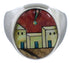Native American Design Multicolor Silver Ring Size 9-3/4 TX42273