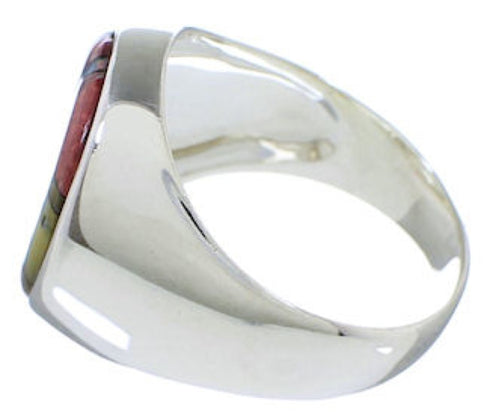 Native American Design Multicolor Silver Ring Size 9-3/4 TX42273