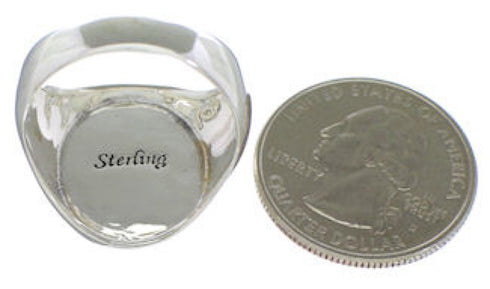 Native American Pueblo Multicolor Silver Ring Size 12-1/4 TX42290