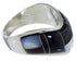 Mother Of Pearl And Black Jade Silver Ring Size 6-3/4 TX42302
