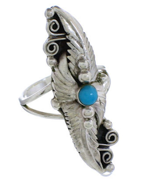 Turquoise Sterling Silver Southwestern Jewelry Ring Size 8-3/4 TX42475