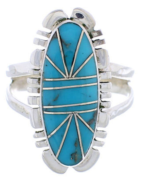 Southwestern Sterling Silver Turquoise Jewelry Ring Size 8-1/2 TX28395