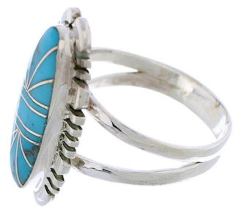 Southwestern Sterling Silver Turquoise Jewelry Ring Size 8-1/2 TX28395