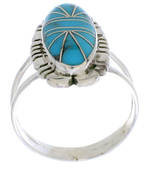 Southwestern Sterling Silver Turquoise Jewelry Ring Size 8-1/2 TX28395