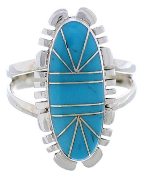 Southwest Sterling Silver Turquoise Jewelry Ring Size 8-3/4 TX28397