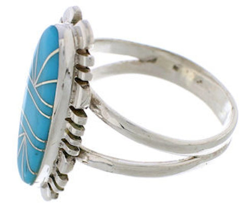 Southwest Sterling Silver Turquoise Jewelry Ring Size 8-3/4 TX28397