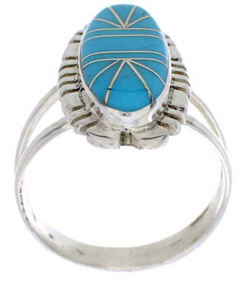 Southwest Sterling Silver Turquoise Jewelry Ring Size 8-3/4 TX28397