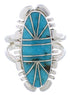 Sterling Silver Turquoise Inlay Jewelry Ring Size 5-3/4 TX28398