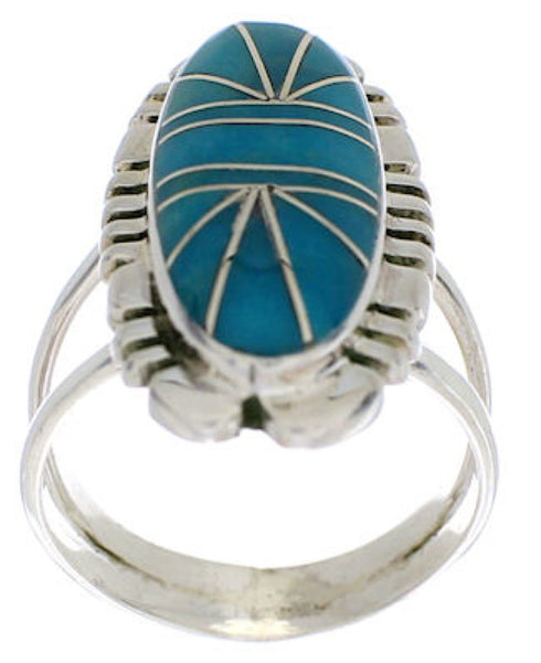 Sterling Silver Turquoise Inlay Southwest Ring Size 4-3/4 TX28410