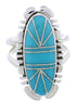 Southwestern Sterling Silver Turquoise Inlay Ring Size 4-3/4 TX28411