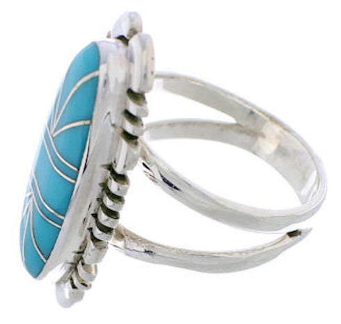 Southwestern Sterling Silver Turquoise Inlay Ring Size 4-3/4 TX28411