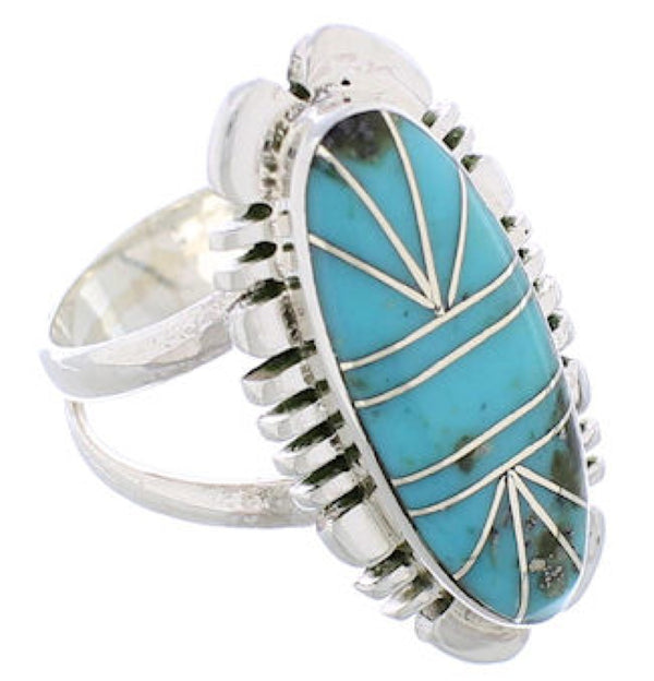 Sterling Silver Turquoise Inlay Jewelry Ring Size 4-3/4 TX28418