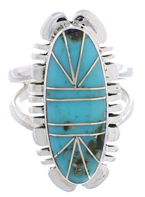 Sterling Silver Turquoise Inlay Jewelry Ring Size 4-3/4 TX28418