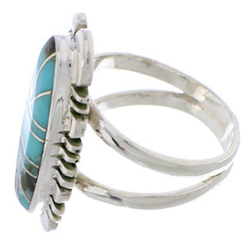 Sterling Silver Turquoise Inlay Jewelry Ring Size 4-3/4 TX28418