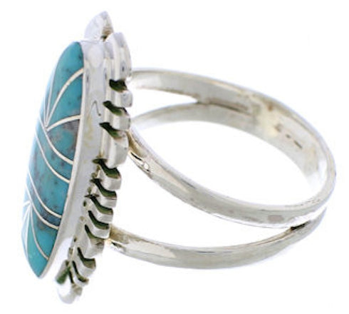 Sterling Silver Turquoise Southwest Inlay Ring Size 7-1/4 TX28427
