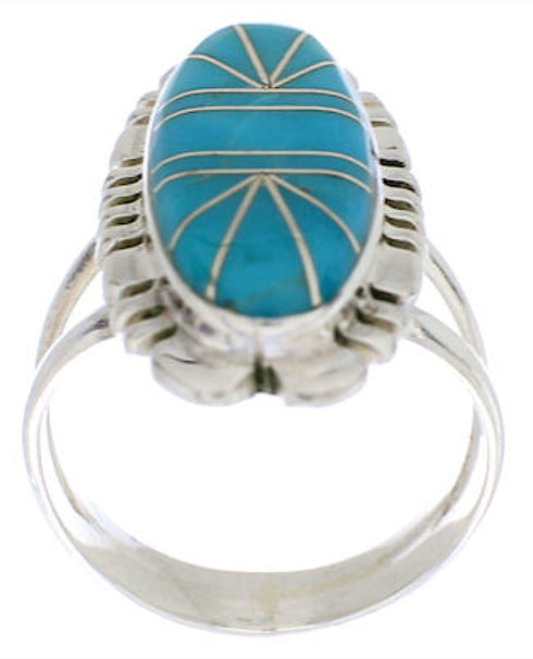 Sterling Silver Turquoise Southwest Inlay Ring Size 4-1/2 TX28500