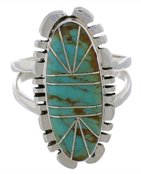 Southwestern Sterling Silver Turquoise Ring Jewelry Size 6-1/4 TX28520
