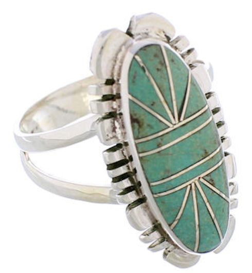 Southwest Sterling Silver Turquoise Jewelry Ring Size 7-3/4 TX28532