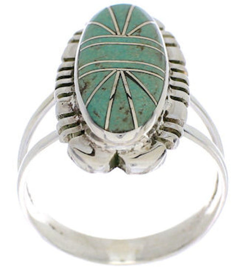 Southwest Sterling Silver Turquoise Jewelry Ring Size 7-3/4 TX28532
