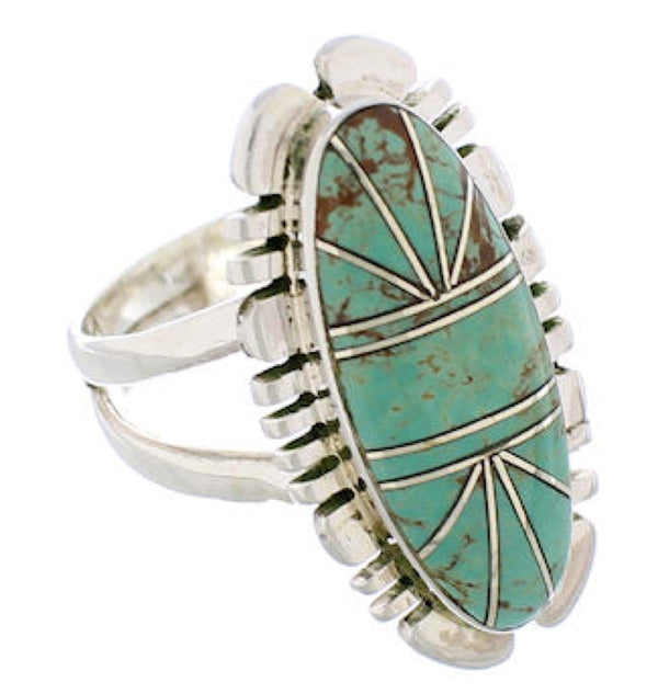 Sterling Silver Turquoise Inlay Jewelry Ring Size 5-1/4 TX28536