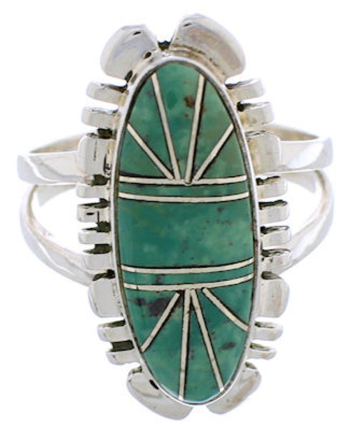 Sterling Silver Jewelry Turquoise Southwestern Ring Size 7-3/4 TX28565
