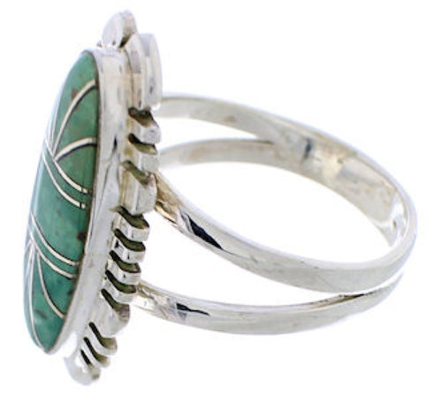 Sterling Silver Jewelry Turquoise Southwestern Ring Size 7-3/4 TX28565