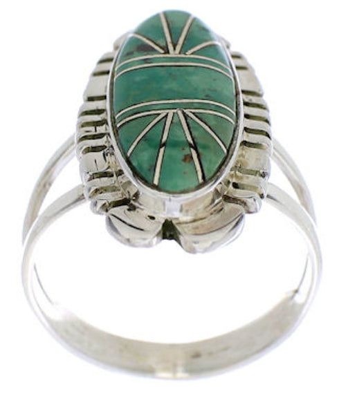 Sterling Silver Jewelry Turquoise Southwestern Ring Size 7-3/4 TX28565