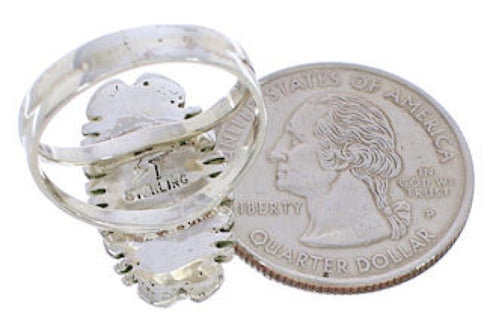 Southwestern Sterling Silver Turquoise Inlay Ring Size 7-3/4 TX28580