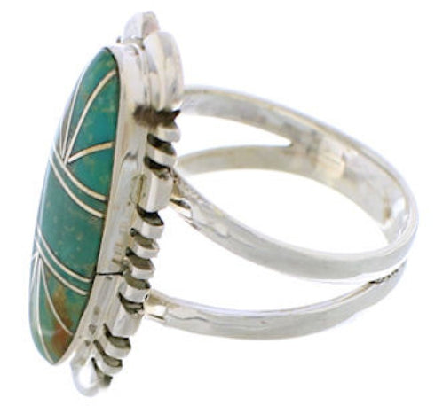 Southwestern Sterling Silver Turquoise Inlay Ring Size 5-3/4 TX28581