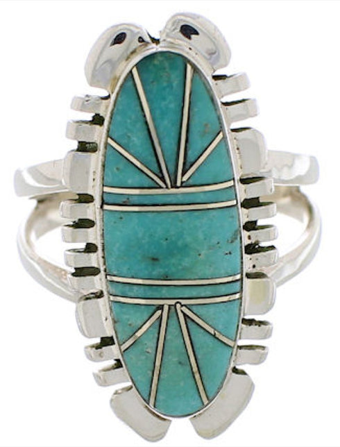 Southwestern Sterling Silver Turquoise Jewelry Ring Size 8-1/4 TX28628