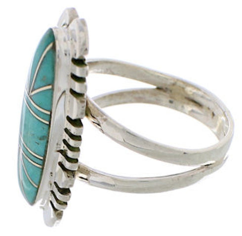 Southwestern Sterling Silver Turquoise Jewelry Ring Size 8-1/4 TX28628