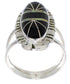 Southwestern Silver Jet Opal Inlay Ring Size 8-3/4 TX28662