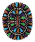 Southwestern Multicolor Needlepoint Silver Ring Size 8-3/4 EX50803
