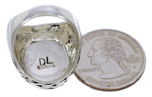 Multicolor Inlay Genuine Sterling Silver Ring Size 7-3/4 EX50805