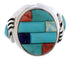 Multicolor Inlay Bear Paw Genuine Sterling Silver Ring Size 9-3/4 EX50811