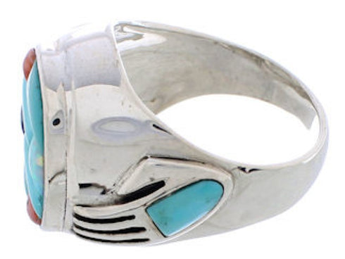 Multicolor Inlay Bear Paw Genuine Sterling Silver Ring Size 9-3/4 EX50811