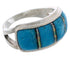 Southwestern Turquoise Opal Inlay Silver Ring Size 6 EX50829