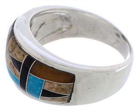 Sterling Silver Multicolor Southwest Ring Size 6-3/4 EX50841