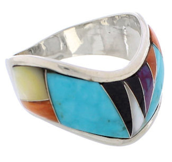 Multicolor Southwest Sterling Silver Ring Size 8-1/2 EX50848