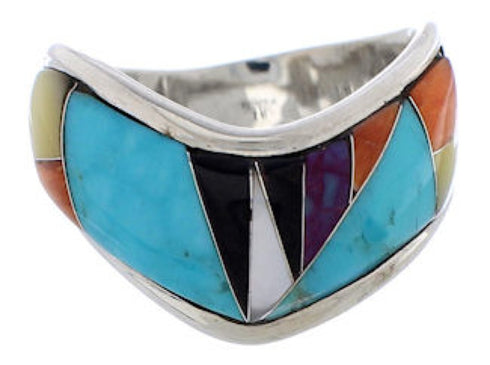 Multicolor Southwest Sterling Silver Ring Size 8-1/2 EX50848