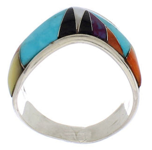 Multicolor Southwest Sterling Silver Ring Size 8-1/2 EX50848