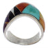 Multicolor Inlay Sterling Silver Ring Size 6-1/2 EX50852