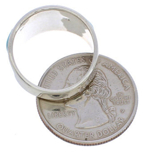 Genuine Sterling Silver Multicolor Southwest Ring Size 7-3/4 EX50884