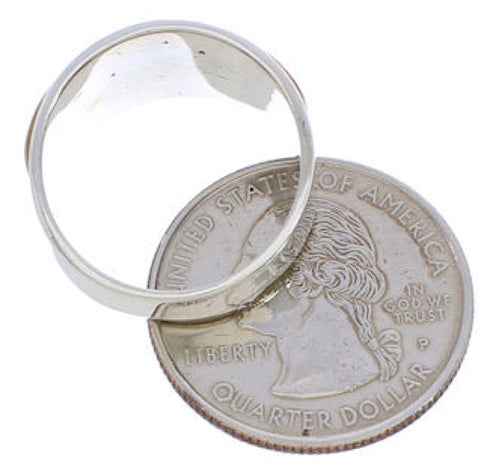 Southwest Sterling Silver And Multicolor Ring Size 7-3/4 EX50894